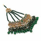 Regal Emerald & Polki Bridal Jewelry Set – Comprehensive 5-Piece Wedding Collection with Choker, Earrings, Maang Tikka, Passa, and Bridal Nath LAB BEAUTY