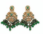 Regal Emerald & Polki Bridal Jewelry Set – Comprehensive 5-Piece Wedding Collection with Choker, Earrings, Maang Tikka, Passa, and Bridal Nath LAB BEAUTY