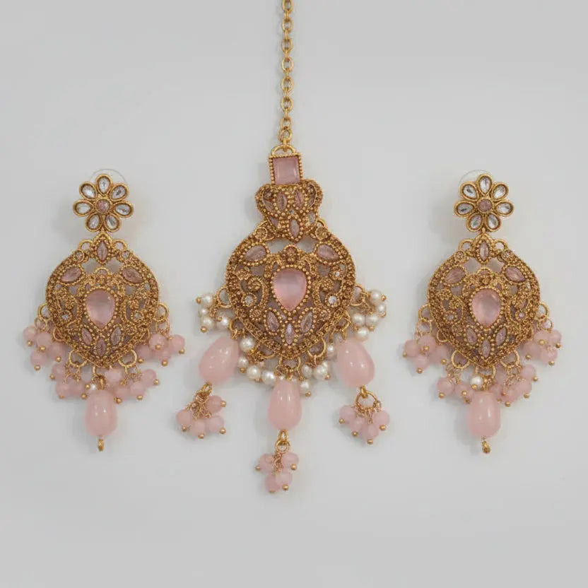 Royal Rose Quartz Long Mala Set – Premium Wedding Collection with Pearl Tassels LAB BEAUTY