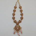 Royal Rose Quartz Long Mala Set – Premium Wedding Collection with Pearl Tassels