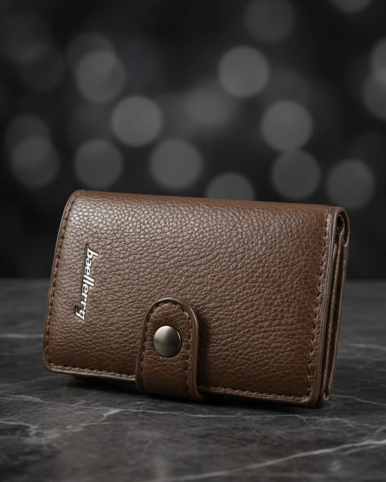Premium Genuine Leather Men’s Wallet with Button Closure