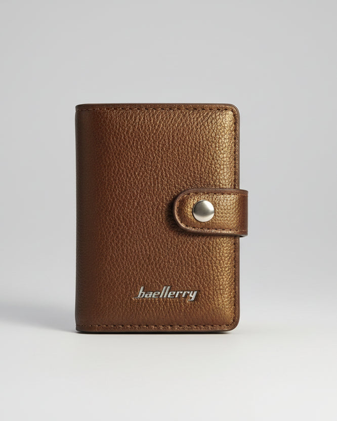 Premium Genuine Leather Men’s Wallet with Button Closure