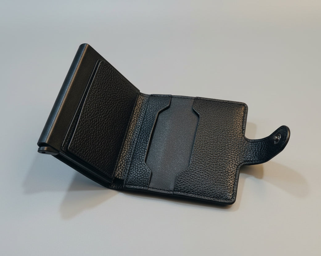 Premium Genuine Leather Men’s Wallet with Button Closure