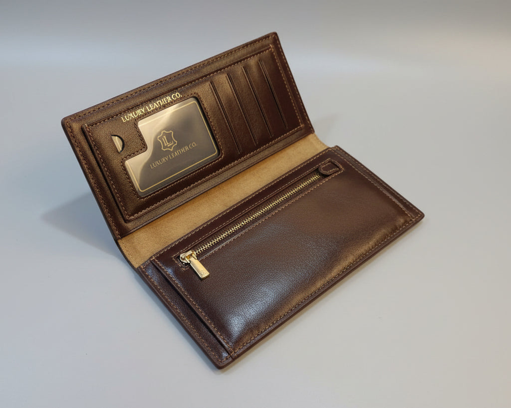 A-Q Leather Artisan Collection – Handcrafted Distressed Bifold & Luxury Croc-Embossed Wallets