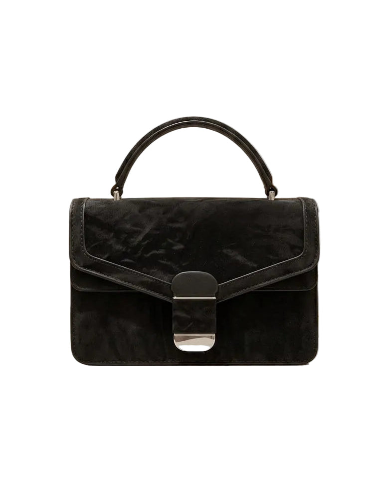 Beige Crinkled Leather Top-Handle Crossbody Bag – Elegant Envelope Flap Handbag with Silver Hardware