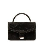 Beige Crinkled Leather Top-Handle Crossbody Bag – Elegant Envelope Flap Handbag with Silver Hardware