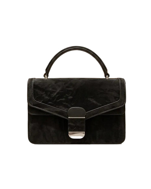 Beige Crinkled Leather Top-Handle Crossbody Bag – Elegant Envelope Flap Handbag with Silver Hardware - LAB BEAUTY