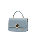 Serene Sky Ribbed Satchel – Modern Textured Vegan Leather Handbag with Diamond Clasp