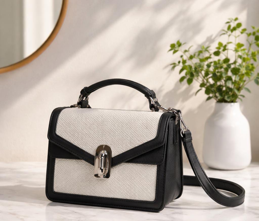 Elegant Black & White Crossbody Handbag for Women – Luxury Mini Shoulder Bag | Lab Beauty