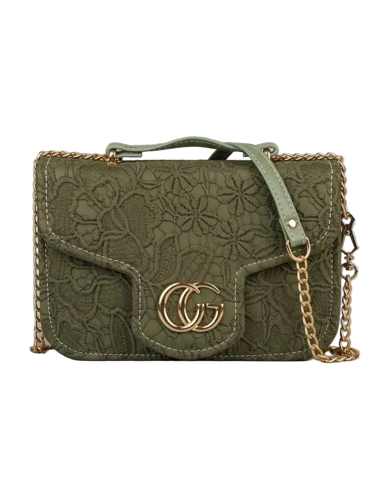 Elegant Floral Lace Crossbody – Vintage-Inspired Evening Bag with Gold Hardware