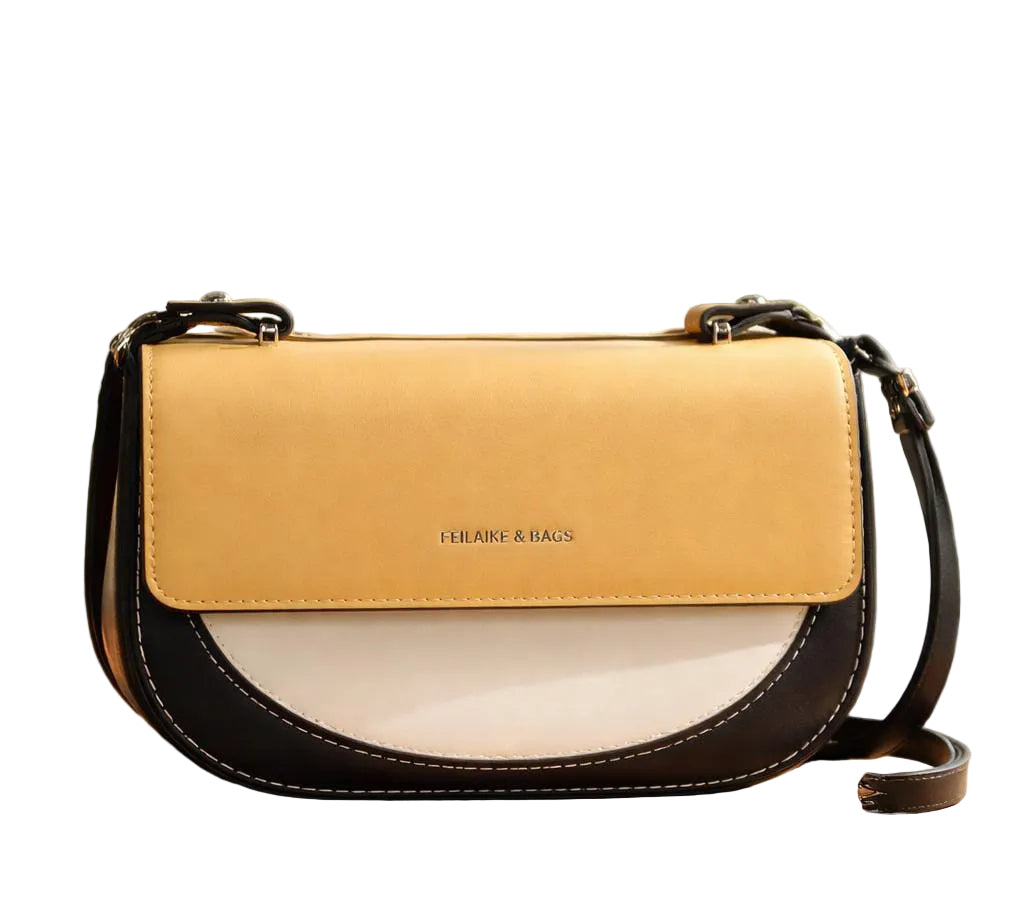 Chic Color-Block Half-Moon Saddle Bag – Mint & Neutral Earth Tones Top-Handle Crossbody