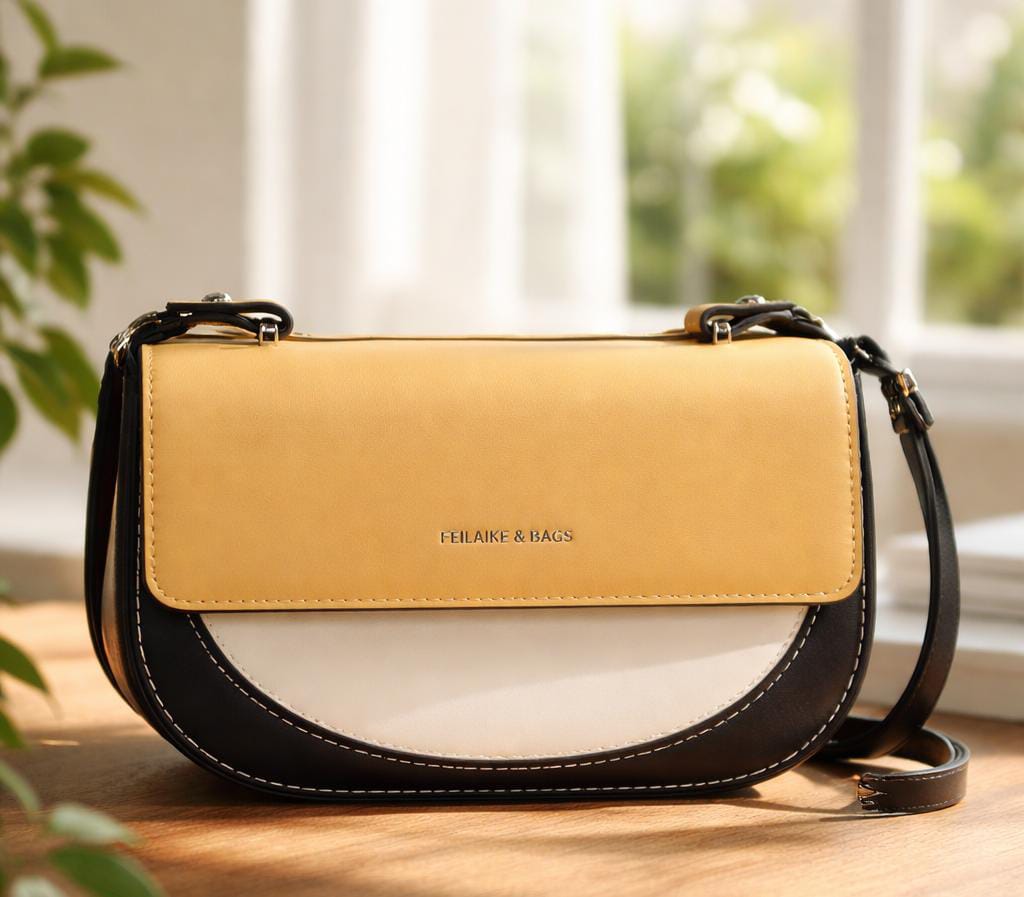 Chic Color-Block Half-Moon Saddle Bag – Mint & Neutral Earth Tones Top-Handle Crossbody