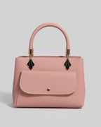 Elegant Structured Top-Handle Satchel – Vintage Inspired Crossbody Handbag with Gold-Tone Hardware