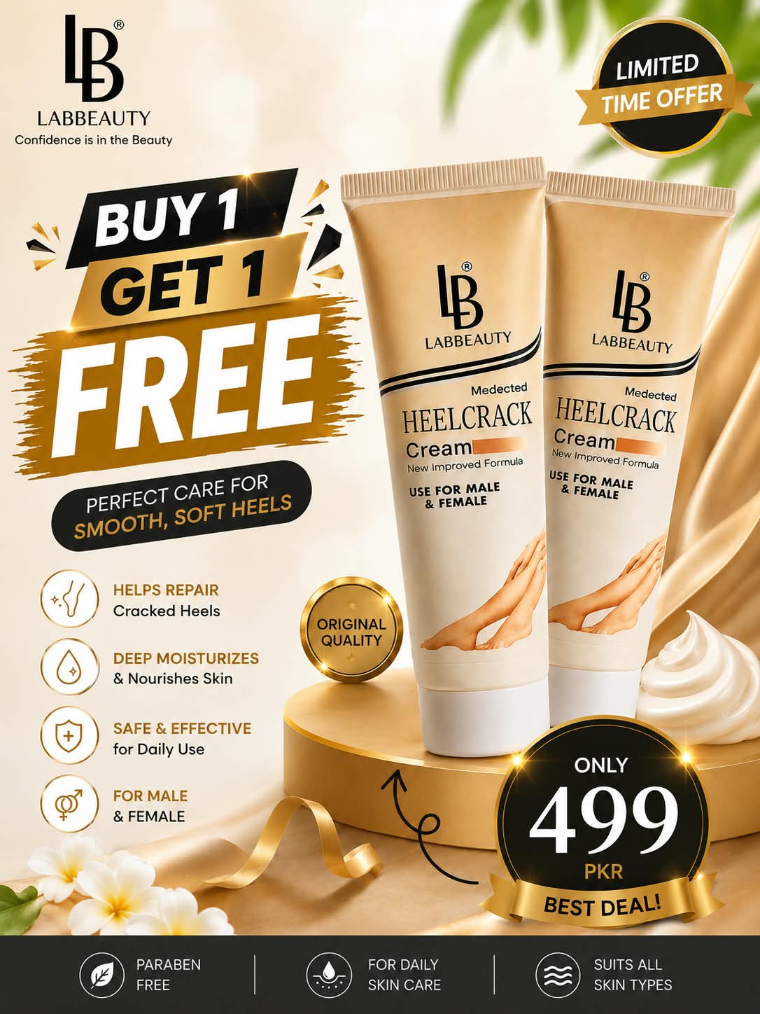 Lab Beauty Heelcrack Cream – (Buy 1 Get 1 Free)