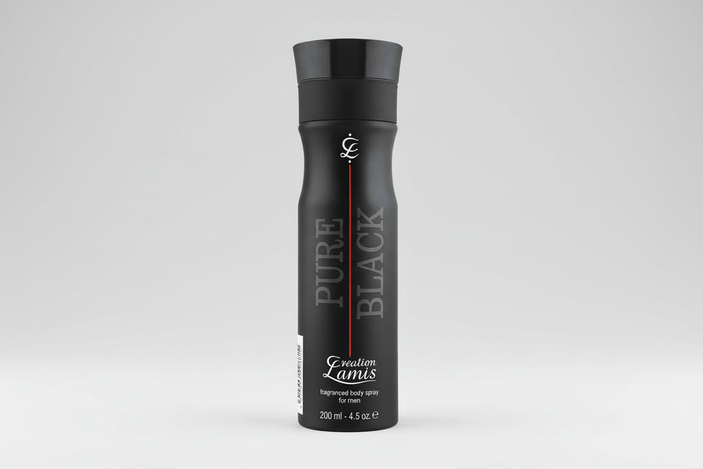 Creation Lamis Pure Black Fragrance Body Spray for Men, 200ml (6.8 fl oz) – Bold & Long-Lasting