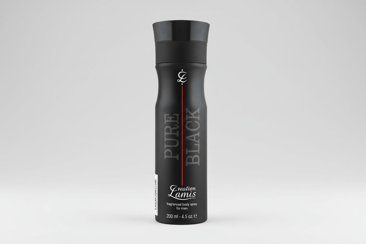 Creation Lamis Pure Black Fragrance Body Spray for Men, 200ml (6.8 fl oz) – Bold & Long-Lasting