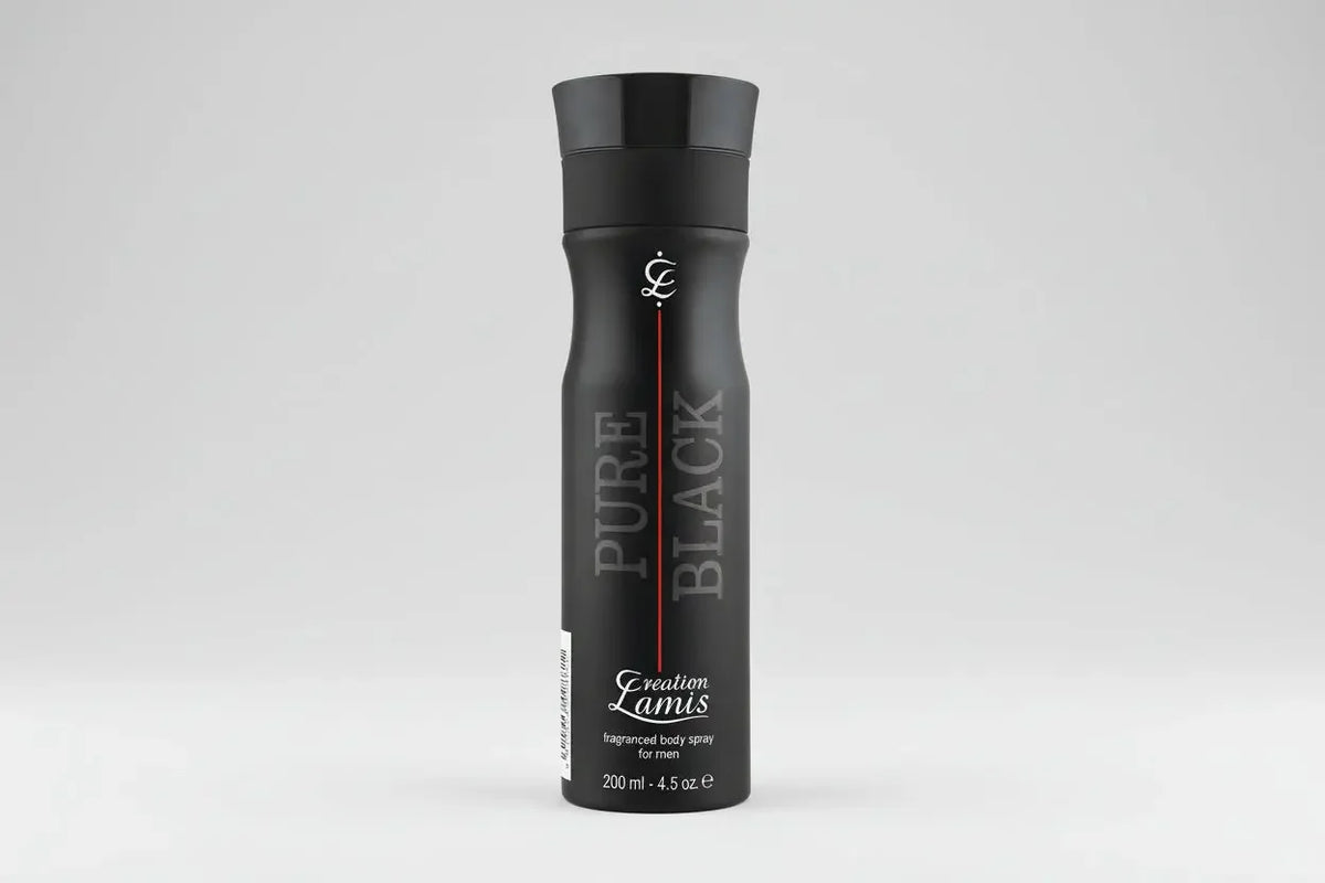 Creation Lamis Pure Black Fragrance Body Spray for Men, 200ml (6.8 fl oz) – Bold & Long-Lasting LAB BEAUTY